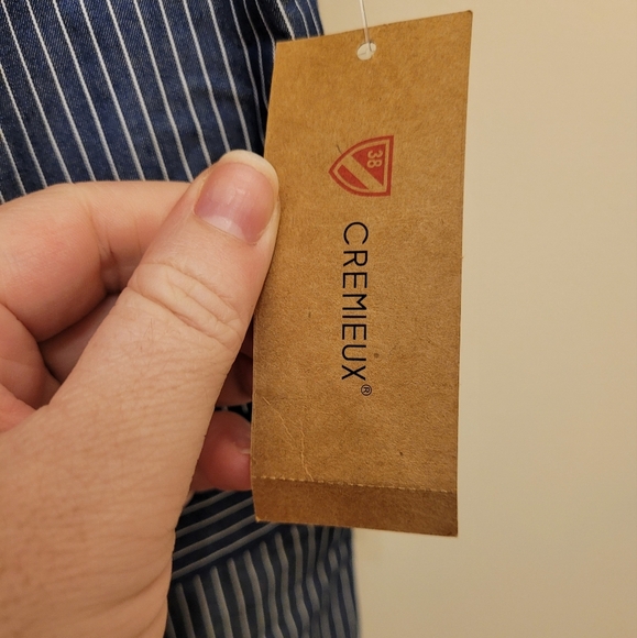 Cremieux Ribbon Tie Strap Blue White Pinstripe Romper Size 10 - Picture 11 of 13